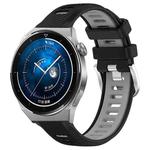 For Huawei Watch GT3 Pro 46mm 22mm Sports Two-Color Steel Buckle Silicone Watch Band(Black+Grey)