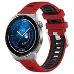 For Huawei Watch GT3 Pro 46mm 22mm Sports Two-Color Steel Buckle Silicone Watch Band(Red+Black)