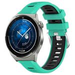 For Huawei Watch GT3 Pro 46mm 22mm Sports Two-Color Steel Buckle Silicone Watch Band(Lake Blue+Black)