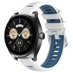 For Huawei Watch Buds 22mm Sports Two-Color Steel Buckle Silicone Watch Band(White+Blue)