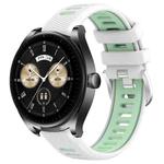 For Huawei Watch Buds 22mm Sports Two-Color Steel Buckle Silicone Watch Band(White+Teal)