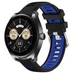 For Huawei Watch Buds 22mm Sports Two-Color Steel Buckle Silicone Watch Band(Black+Blue)