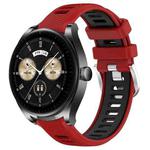 For Huawei Watch Buds 22mm Sports Two-Color Steel Buckle Silicone Watch Band(Red+Black)