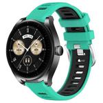 For Huawei Watch Buds 22mm Sports Two-Color Steel Buckle Silicone Watch Band(Lake Blue+Black)