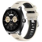 For Huawei Watch Buds 22mm Sports Two-Color Steel Buckle Silicone Watch Band(Starlight+Black)