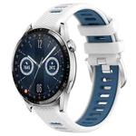 For Huawei Watch GT3 46mm 22mm Sports Two-Color Steel Buckle Silicone Watch Band(White+Blue)