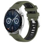 For Huawei Watch GT3 46mm 22mm Sports Two-Color Steel Buckle Silicone Watch Band(Army Green+Black)