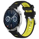 For Huawei Watch GT3 46mm 22mm Sports Two-Color Steel Buckle Silicone Watch Band(Black+Lime Green)