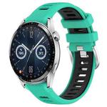 For Huawei Watch GT3 46mm 22mm Sports Two-Color Steel Buckle Silicone Watch Band(Lake Blue+Black)