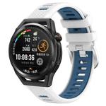 For Huawei Watch GT Runner 22mm Sports Two-Color Steel Buckle Silicone Watch Band(White+Blue)
