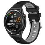 For Huawei Watch GT Runner 22mm Sports Two-Color Steel Buckle Silicone Watch Band(Black+Grey)