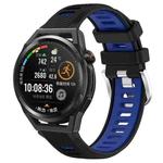 For Huawei Watch GT Runner 22mm Sports Two-Color Steel Buckle Silicone Watch Band(Black+Blue)