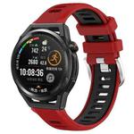 For Huawei Watch GT Runner 22mm Sports Two-Color Steel Buckle Silicone Watch Band(Red+Black)