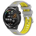 For Huawei Watch GT Runner 22mm Sports Two-Color Steel Buckle Silicone Watch Band(Grey+Yellow)