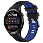 For Huawei Watch 3 22mm Sports Two-Color Steel Buckle Silicone Watch Band(Black+Blue)