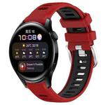 For Huawei Watch 3 22mm Sports Two-Color Steel Buckle Silicone Watch Band(Red+Black)