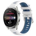 For Huawei Watch 3 Pro 22mm Sports Two-Color Steel Buckle Silicone Watch Band(White+Blue)