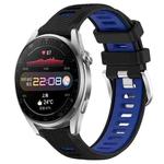 For Huawei Watch 3 Pro 22mm Sports Two-Color Steel Buckle Silicone Watch Band(Black+Blue)