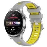 For Huawei Watch 3 Pro 22mm Sports Two-Color Steel Buckle Silicone Watch Band(Grey+Yellow)
