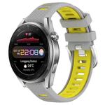 For Huawei Watch 3 Pro New 22mm Sports Two-Color Steel Buckle Silicone Watch Band(Grey+Yellow)