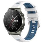 For Huawei GT2 Pro 22mm Sports Two-Color Steel Buckle Silicone Watch Band(White+Blue)