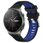 For Huawei GT2 Pro 22mm Sports Two-Color Steel Buckle Silicone Watch Band(Black+Blue)