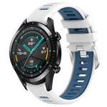 For Huawei GT2 46mm 22mm Sports Two-Color Steel Buckle Silicone Watch Band(White+Blue)