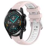 For Huawei GT2 46mm 22mm Sports Two-Color Steel Buckle Silicone Watch Band(Pink+White)