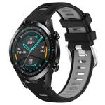 For Huawei GT2 46mm 22mm Sports Two-Color Steel Buckle Silicone Watch Band(Black+Grey)