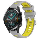 For Huawei GT2 46mm 22mm Sports Two-Color Steel Buckle Silicone Watch Band(Grey+Yellow)