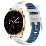 For Honor Watch GS 3 22mm Sports Two-Color Steel Buckle Silicone Watch Band(White+Blue)