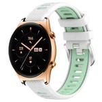 For Honor Watch GS 3 22mm Sports Two-Color Steel Buckle Silicone Watch Band(White+Teal)