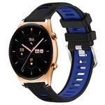 For Honor Watch GS 3 22mm Sports Two-Color Steel Buckle Silicone Watch Band(Black+Blue)
