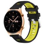 For Honor Watch GS 3 22mm Sports Two-Color Steel Buckle Silicone Watch Band(Black+Lime Green)