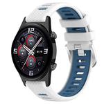 For Honor Watch GS 3i 22mm Sports Two-Color Steel Buckle Silicone Watch Band(White+Blue)