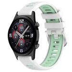 For Honor Watch GS 3i 22mm Sports Two-Color Steel Buckle Silicone Watch Band(White+Teal)
