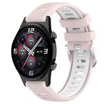 For Honor Watch GS 3i 22mm Sports Two-Color Steel Buckle Silicone Watch Band(Pink+White)