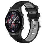 For Honor Watch GS 3i 22mm Sports Two-Color Steel Buckle Silicone Watch Band(Black+Grey)