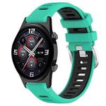 For Honor Watch GS 3i 22mm Sports Two-Color Steel Buckle Silicone Watch Band(Lake Blue+Black)