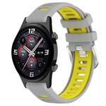For Honor Watch GS 3i 22mm Sports Two-Color Steel Buckle Silicone Watch Band(Grey+Yellow)