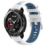 For Honor Watch GS Pro 22mm Sports Two-Color Steel Buckle Silicone Watch Band(White+Blue)