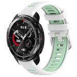 For Honor Watch GS Pro 22mm Sports Two-Color Steel Buckle Silicone Watch Band(White+Teal)