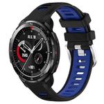 For Honor Watch GS Pro 22mm Sports Two-Color Steel Buckle Silicone Watch Band(Black+Blue)