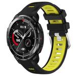 For Honor Watch GS Pro 22mm Sports Two-Color Steel Buckle Silicone Watch Band(Black+Lime Green)