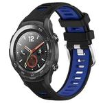 For Honor Magic Watch 2 46mm 22mm Sports Two-Color Steel Buckle Silicone Watch Band(Black+Blue)