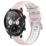 For Honor Watch Dream 22mm Sports Two-Color Steel Buckle Silicone Watch Band(Pink+White)