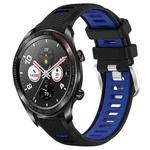 For Honor Watch Dream 22mm Sports Two-Color Steel Buckle Silicone Watch Band(Black+Blue)