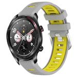 For Honor Watch Dream 22mm Sports Two-Color Steel Buckle Silicone Watch Band(Grey+Yellow)