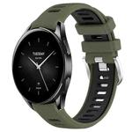 For Xiaomi Watch S2 42mm 22mm Sports Two-Color Steel Buckle Silicone Watch Band(Army Green+Black)