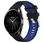 For Xiaomi Watch S2 42mm 22mm Sports Two-Color Steel Buckle Silicone Watch Band(Black+Blue)